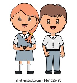 cute little students group characters