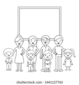 cute little students group with teachers and chalkboard
