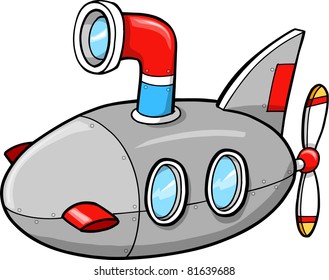 Cute Little Submarine Ship Vektorgrafik
