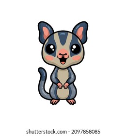 Cute little sugar glider cartoon standing