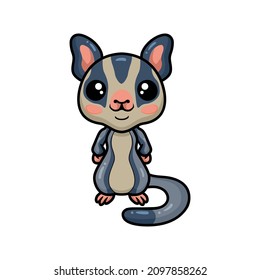 Cute little sugar glider cartoon standing