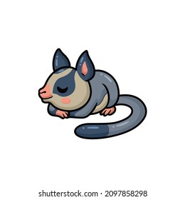 Cute little sugar glider cartoon sleeping