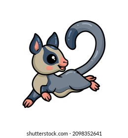 Cute little sugar glider cartoon running