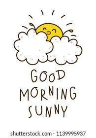 Cute little sun with clouds