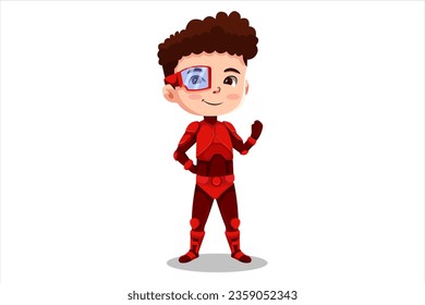 Cute Little Superhero Character Illustration