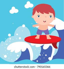 Cute little surf athlete in action series