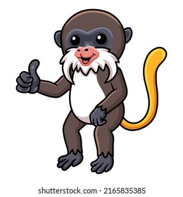 Cute little tamarin monkey cartoon giving thumb up