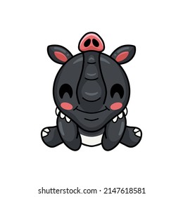 Cute little tapir cartoon lying down