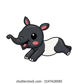 Cute little tapir cartoon running