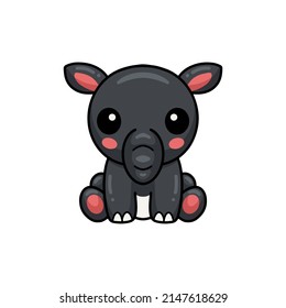 Cute little tapir cartoon sitting