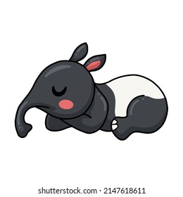 Cute little tapir cartoon sleeping