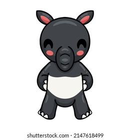 Cute little tapir cartoon standing