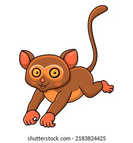 Cute little tarsier cartoon jumping