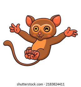 Cute little tarsier cartoon posing