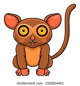 Cute little tarsier cartoon sitting