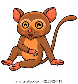 Cute little tarsier cartoon sitting