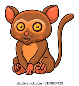 Cute little tarsier cartoon sitting