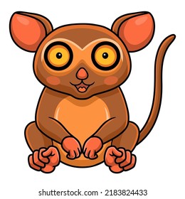 Cute little tarsier cartoon sitting