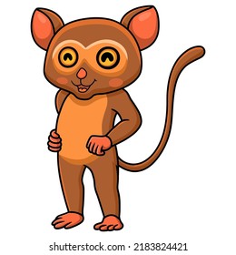 Cute little tarsier cartoon standing