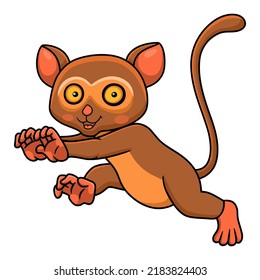 Cute little tarsier cartoon walking