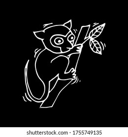 Cute little tarsius tarsier in cartoon style, vector illustration.