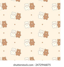 Cute little teddy bear kawaii seamless pattern 