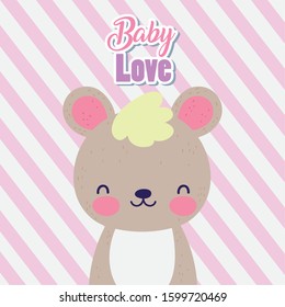 Cute little teddy bear toy. Cartoon vector illustration for baby shower.