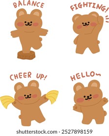 cute little teddy cheering up emotional collection