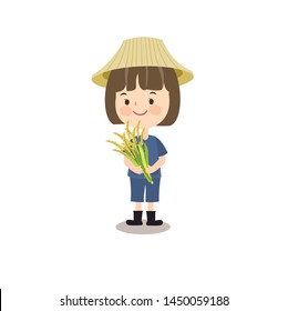 Cute Little Thai Farmer Character Vector