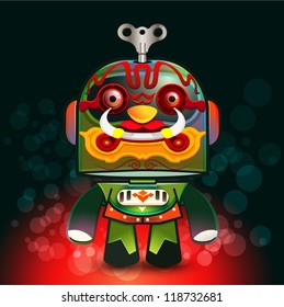 Cute little Thai Giant Robot Vector illustration,  Cartoon vector illustration
