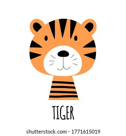 Cute Little Tiger Animal Icon. Vector Illustration EPS10