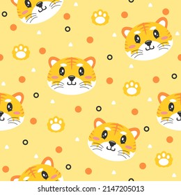 Cute little tiger cartoon pattern design concepts