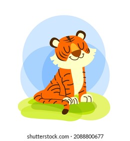 cute little tiger cartoon vector illustration