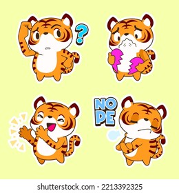 cute little tiger cartoon vector illustration