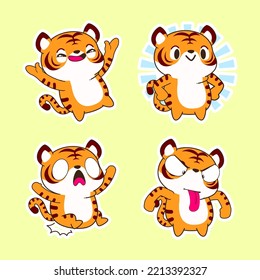 cute little tiger cartoon vector illustration