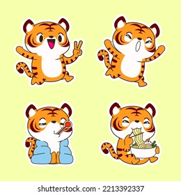 cute little tiger cartoon vector illustration