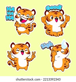 cute little tiger cartoon vector illustration