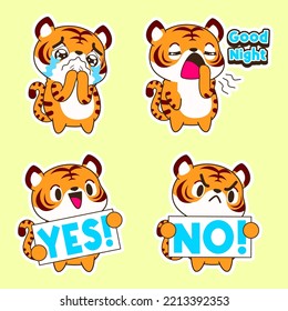 cute little tiger cartoon vector illustration