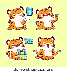 cute little tiger cartoon vector illustration