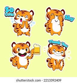 cute little tiger cartoon vector illustration