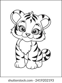 cute little tiger coloring book for children