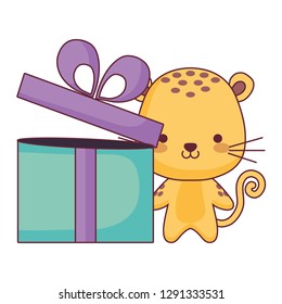 cute and little tiger with gift