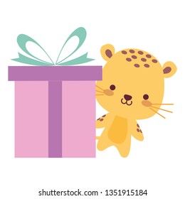 cute and little tiger with gift