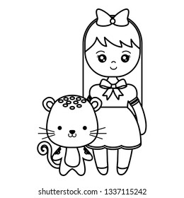 cute and little tiger with girl