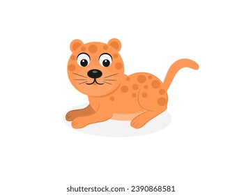 Cute little tiger on white background.