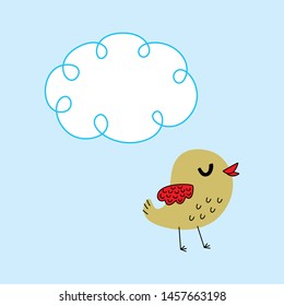 cute little  tiny bird greeting card vector