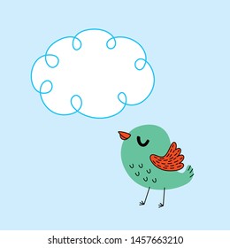 cute little  tiny bird greeting card vector