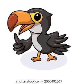 Cute little toucan bird cartoon giving thumb up