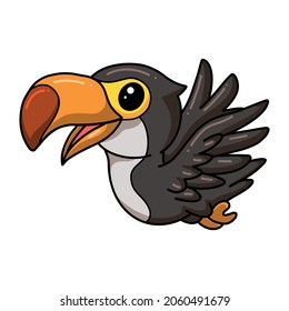 Cute little toucan bird cartoon flying