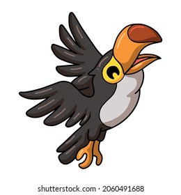 Cute little toucan bird cartoon flying